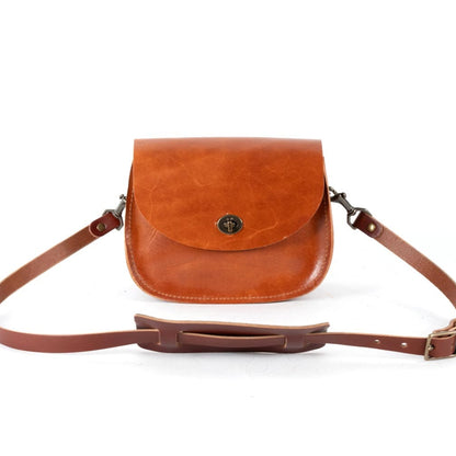 VIVIAN SATCHEL LEATHER CROSSBODY - SMALL - CARAMEL