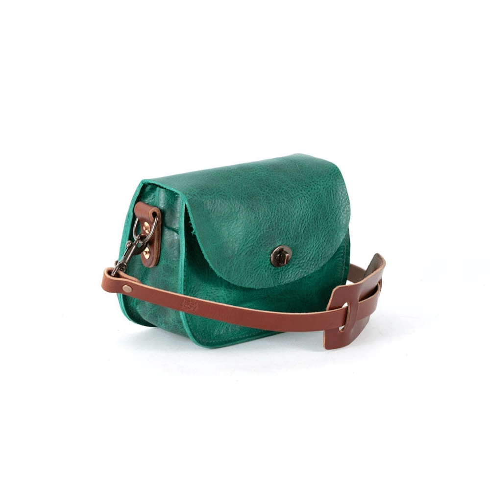 VIVIAN SATCHEL LEATHER CROSSBODY - SMALL - PINE GREEN BISON