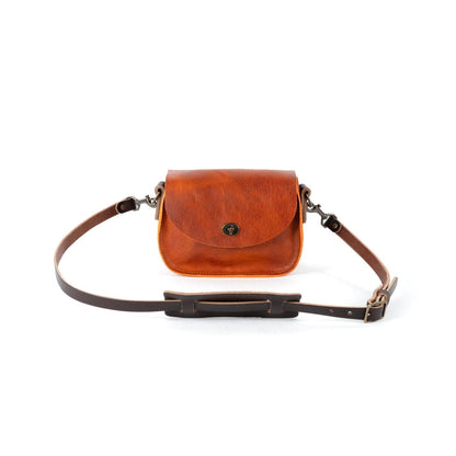 VIVIAN SATCHEL LEATHER CROSSBODY - SMALL - TANGERINE BISON