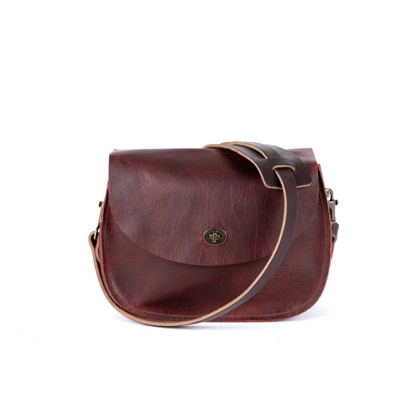 VIVIAN SATCHEL LEATHER CROSSBODY - WINE BISON