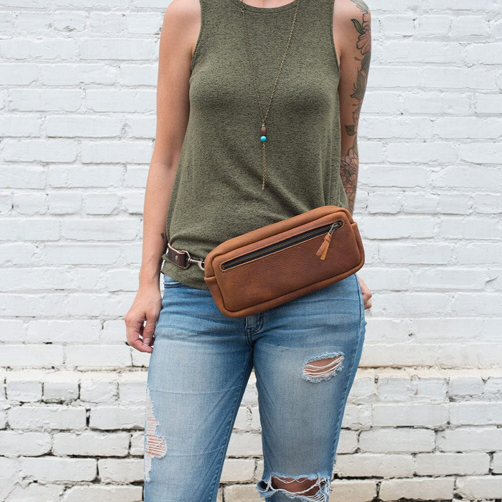 LEATHER FANNY PACK / LEATHER WAIST BAG - OLIVE