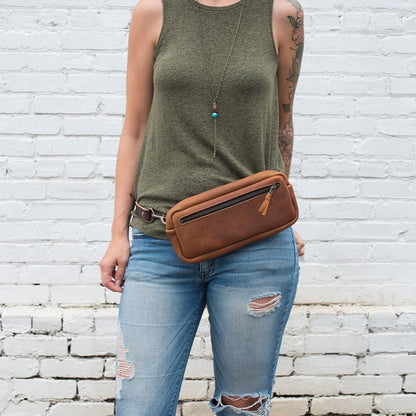 LEATHER FANNY PACK / LEATHER WAIST BAG - VIOLET