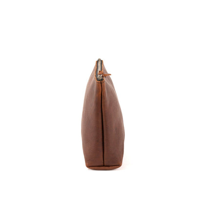LEATHER ZIPPERED POUCH WITH GUSSET - XL