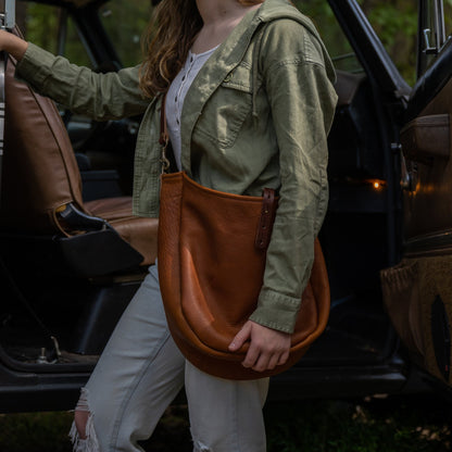 CELESTE LEATHER HOBO BAG - LARGE - LIME GREEN