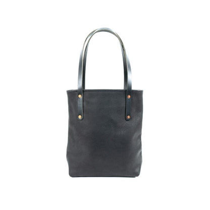 AVERY LEATHER TOTE BAG - SLIM MEDIUM - BLACK BISON