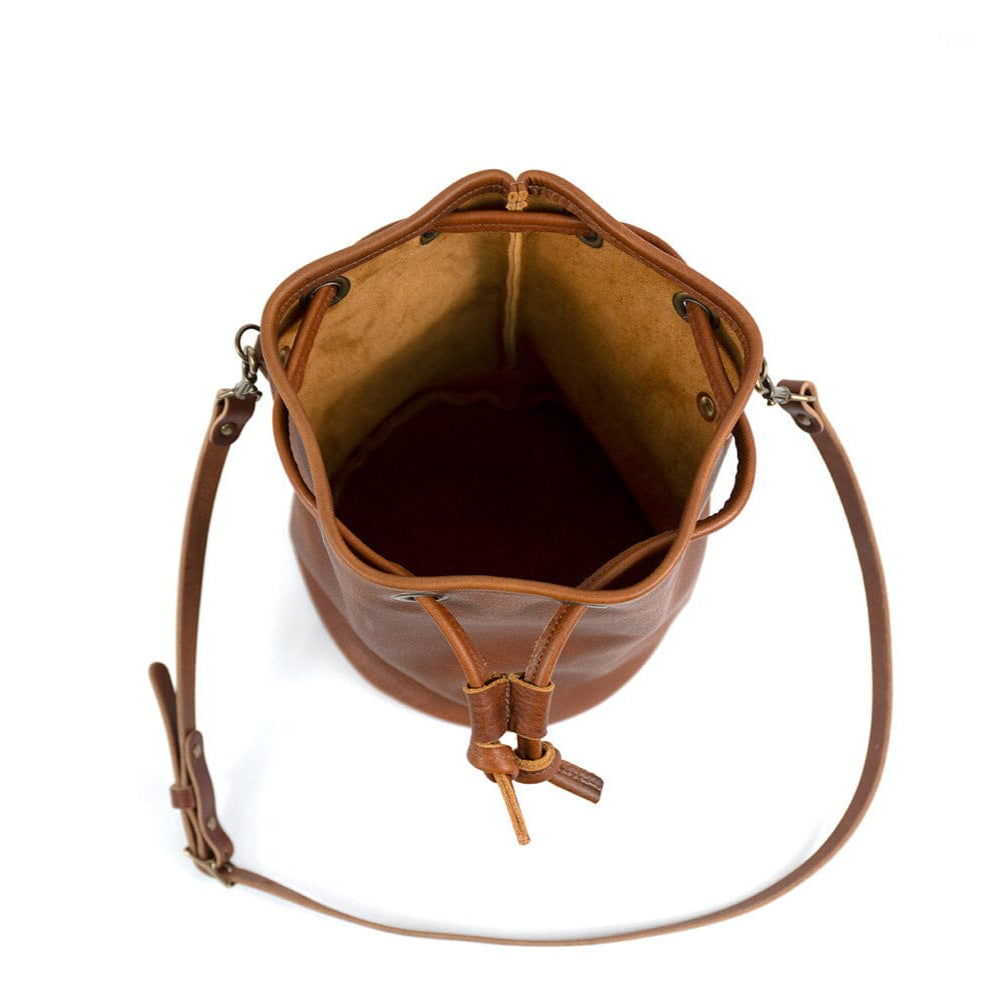 LEATHER BUCKET BAG - LARGE - REDWOOD BISON