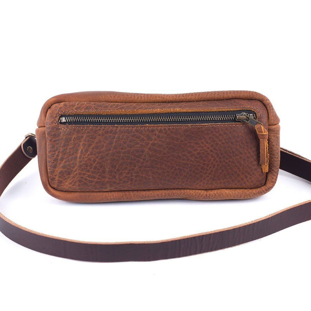 LEATHER FANNY PACK / LEATHER WAIST BAG - SADDLE