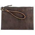 FELICITY ZIPPERED CLUTCH WITH WRISTLET - LARGE - CHARCOAL BISON
